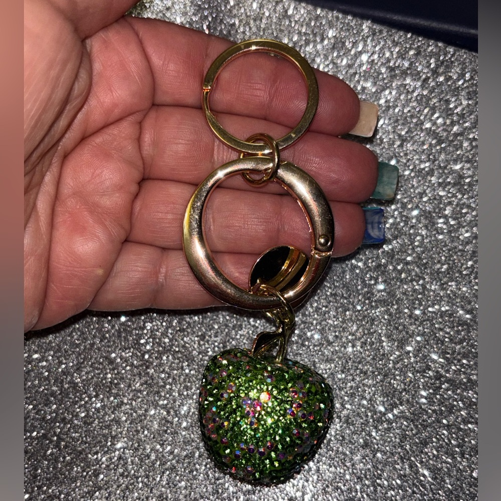 Glittery Green Apple Keychain